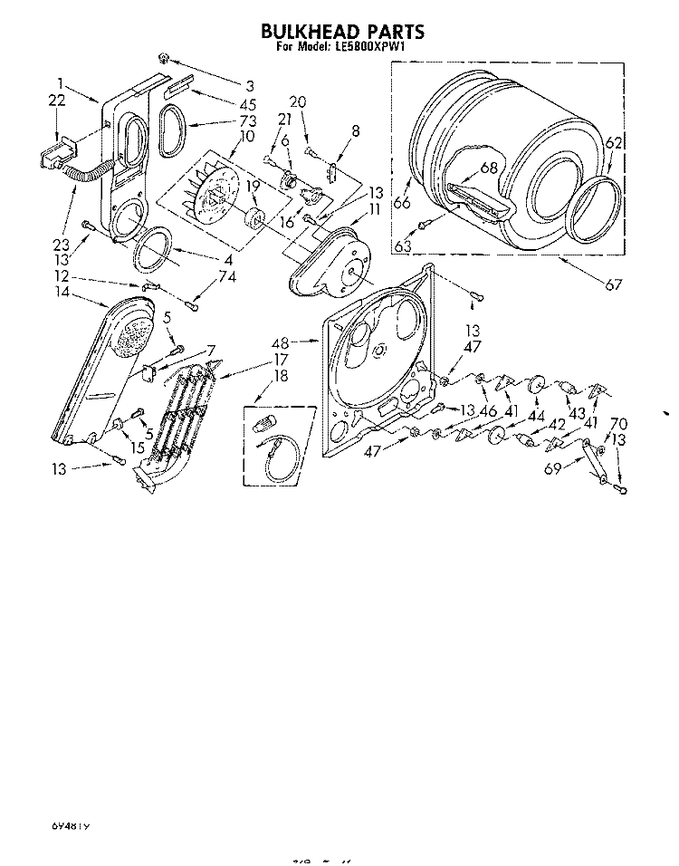 SECTION Diagram and Parts List for LE5800XPW1  Whirlpool Dryer