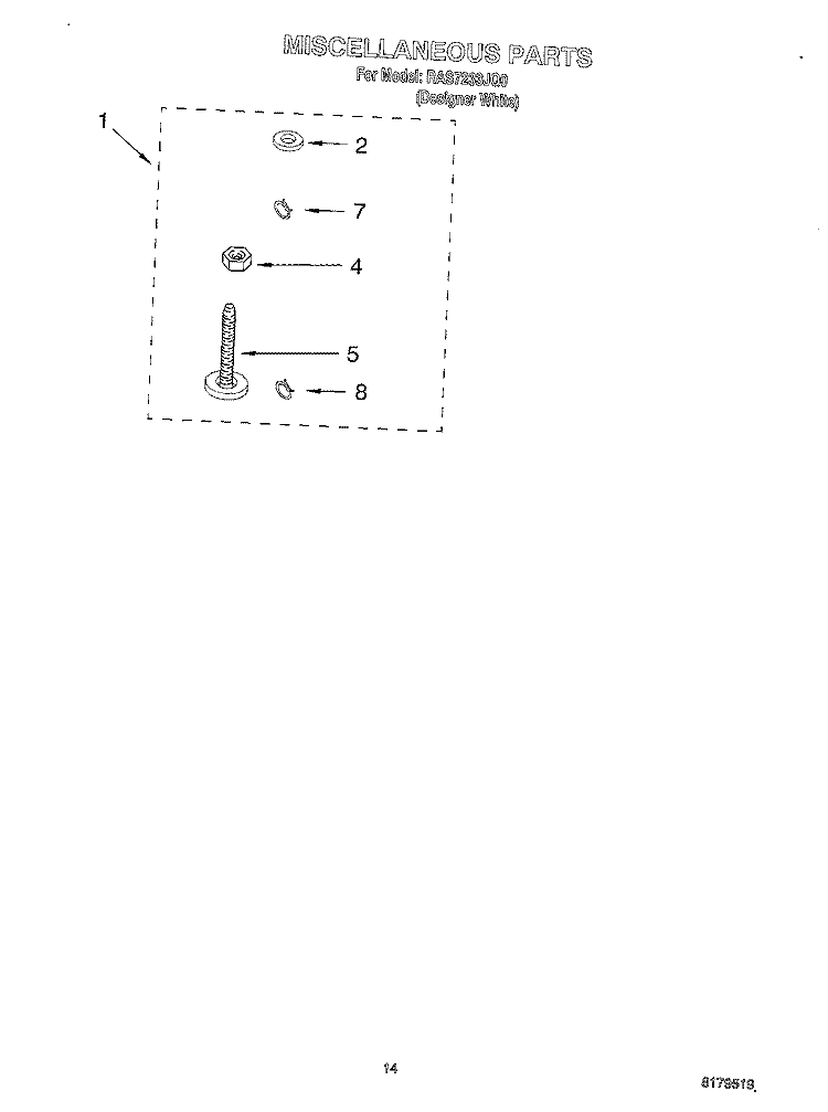 MISCELLANEOUS, OPTIONAL Diagram and Parts List for RAS7233JQ0  Roper Washer