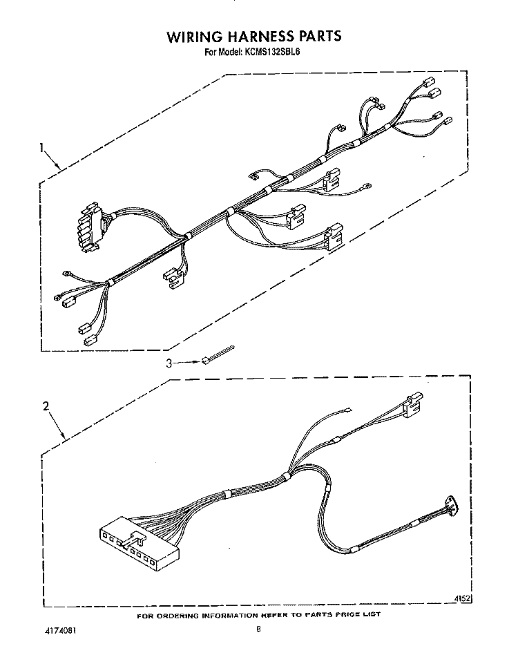 WIRING HARNESS Diagram and Parts List for KCMS132SBL6  KitchenAid Microwave