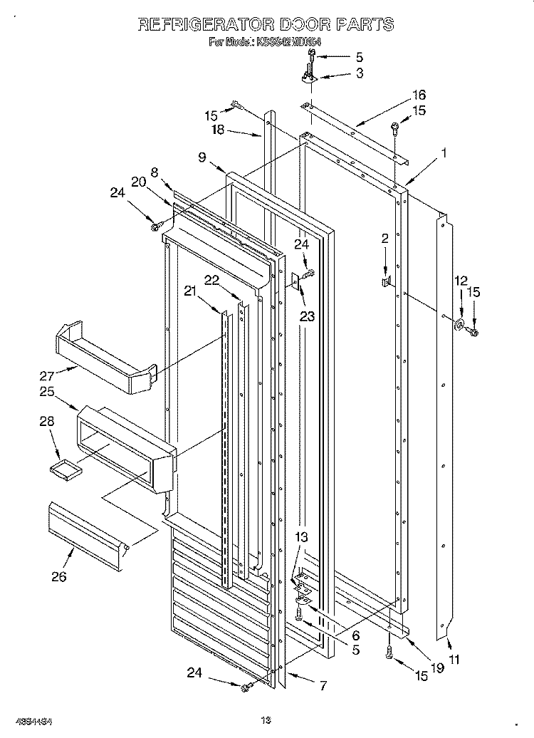 REFRIGERATOR DOOR Diagram and Parts List for KSSS42MDX04  KitchenAid Refrigerator