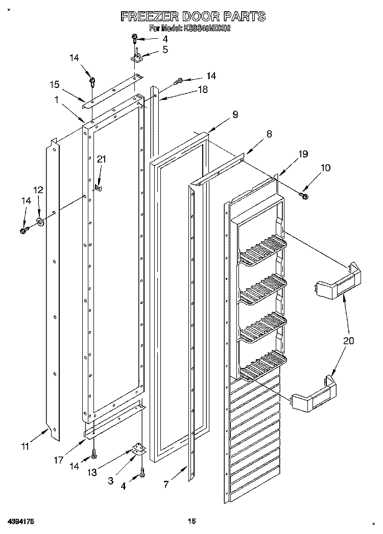 FREEZER DOOR Diagram and Parts List for KSSS48MDX02  KitchenAid Refrigerator