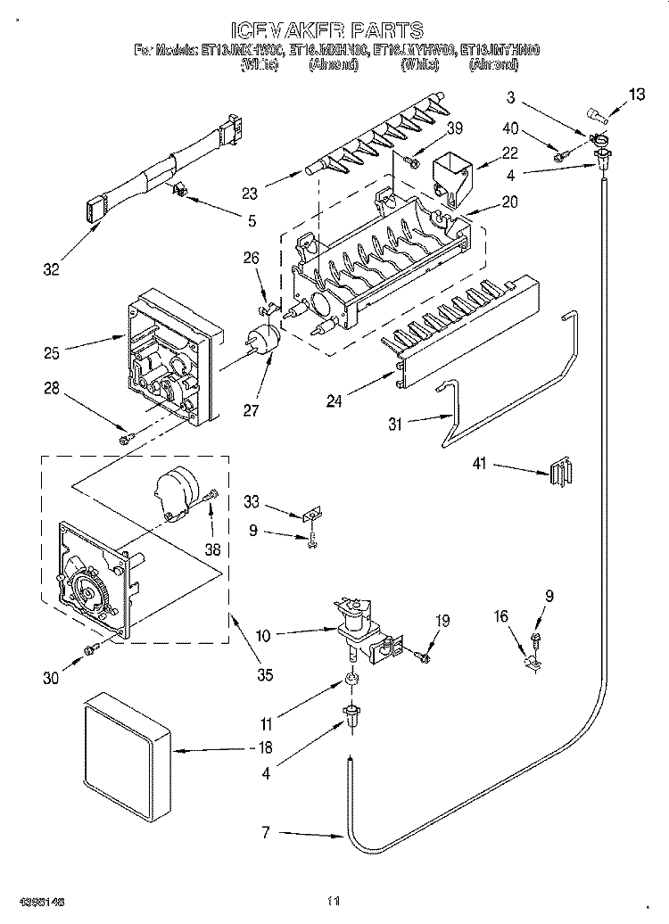 ICE MAKER Diagram and Parts List for ET16JMXHW00  Whirlpool Refrigerator