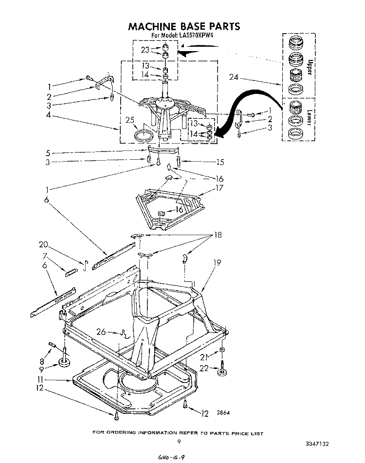 MACHINE BASE Diagram and Parts List for LA5570XPW4  Whirlpool Washer