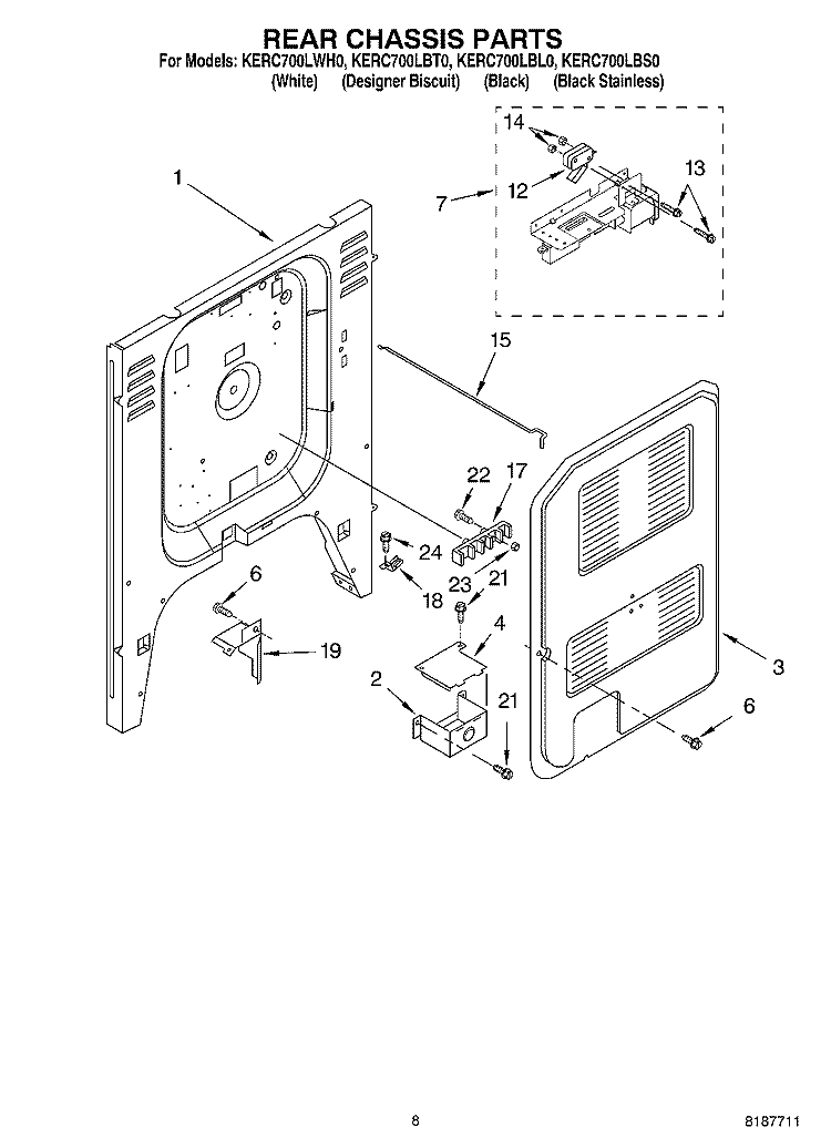 REAR CHASSIS Diagram and Parts List for KERC700LBL0  KitchenAid Range