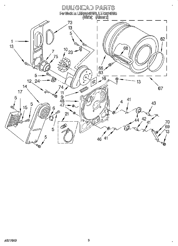 SECTION Diagram and Parts List for LER3624BN3  Whirlpool Dryer