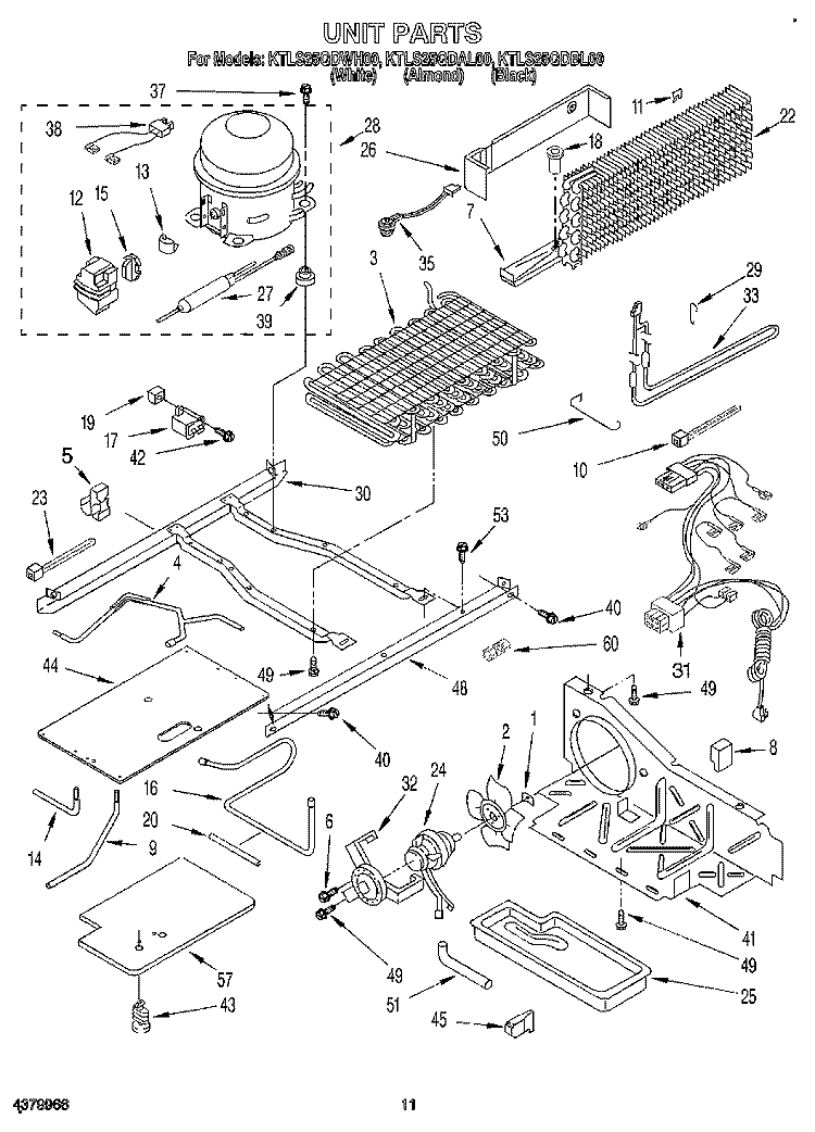 UNIT Diagram and Parts List for KTLS25QDBL00  KitchenAid Refrigerator