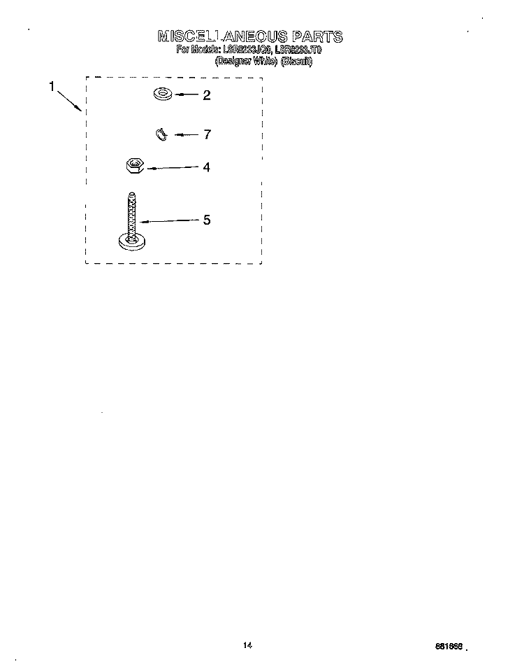 MISCELLANEOUS, OPTIONAL Diagram and Parts List for LSR8233JT0  Whirlpool Washer