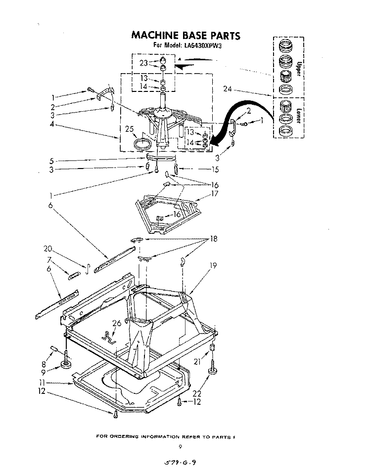 MACHINE BASE Diagram and Parts List for LA5430XPW3  Whirlpool Washer