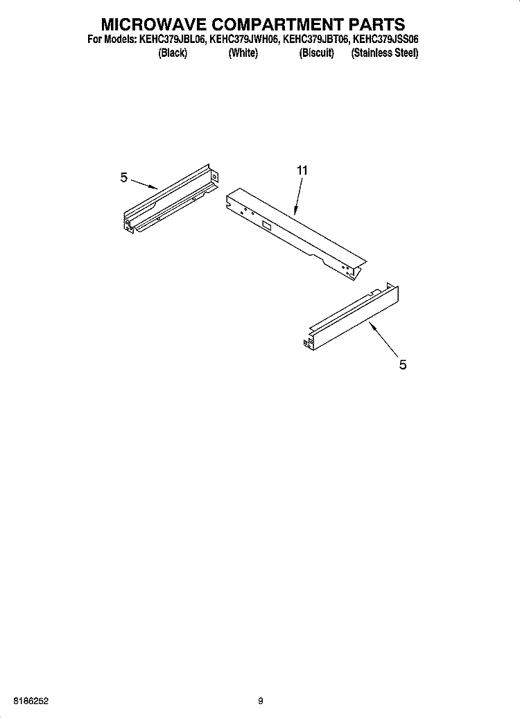 MICROWAVE COMPARTMENT PARTS Diagram and Parts List for KEHC379JWH06  KitchenAid Microwave Oven Combo