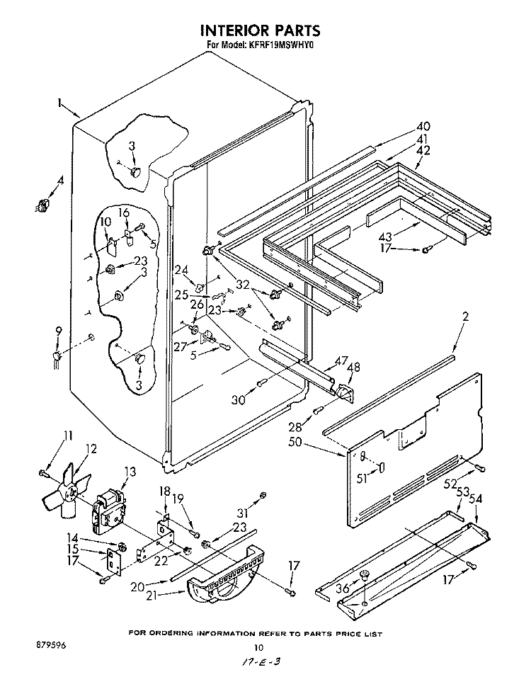 INTERIOR Diagram and Parts List for KFRF19MSWHY0  KitchenAid Refrigerator