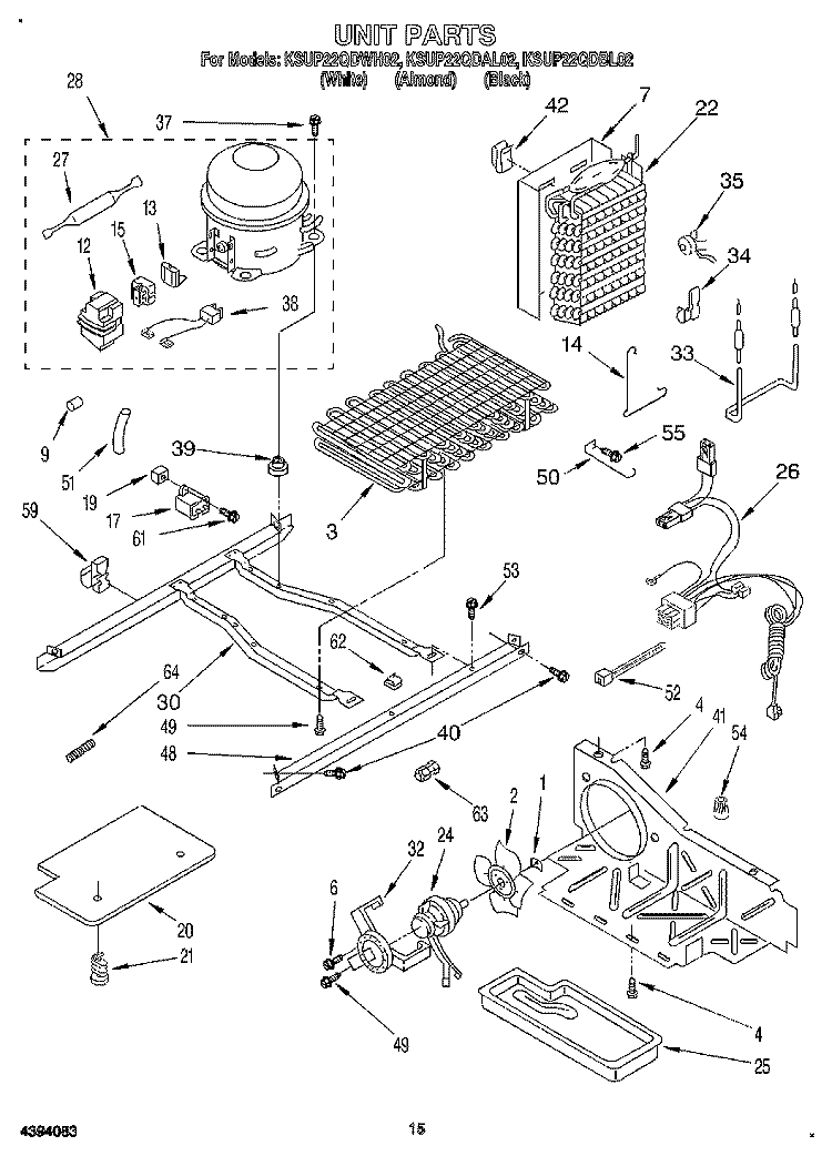 UNIT Diagram and Parts List for KSUP22QDBL02  KitchenAid Refrigerator