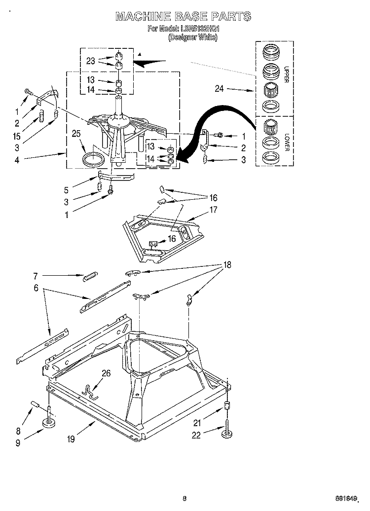 MACHINE BASE Diagram and Parts List for LSR5132HQ1  Whirlpool Washer