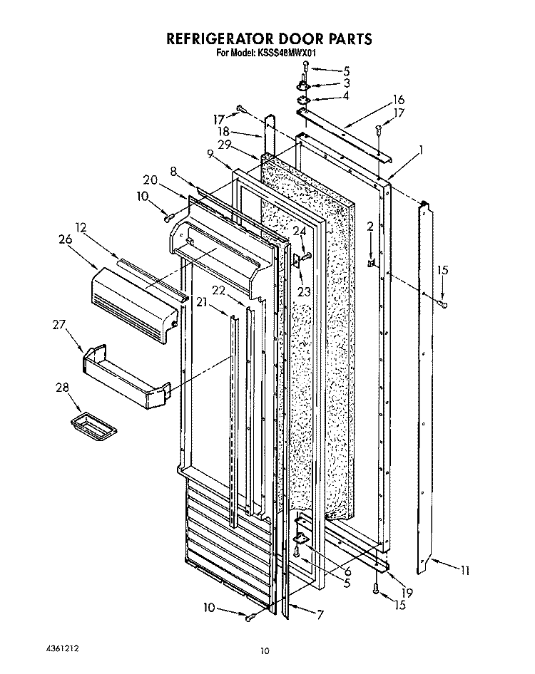 REFRIGERATOR DOOR Diagram and Parts List for KSSS48MWX01  KitchenAid Refrigerator