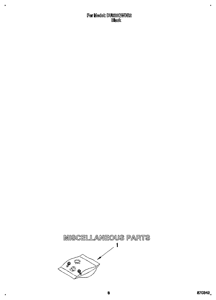 MISCELLANEOUS Diagram and Parts List for DU920QWDB2  Whirlpool Dishwasher