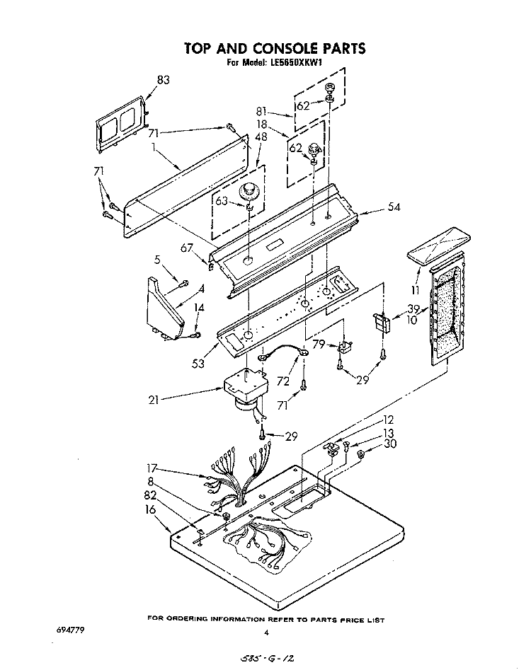SECTION Diagram and Parts List for LE5650XKW1  Whirlpool Dryer