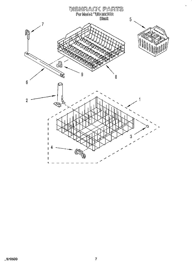 DISHRACK Diagram and Parts List for TUD4000EB2  Whirlpool Dishwasher