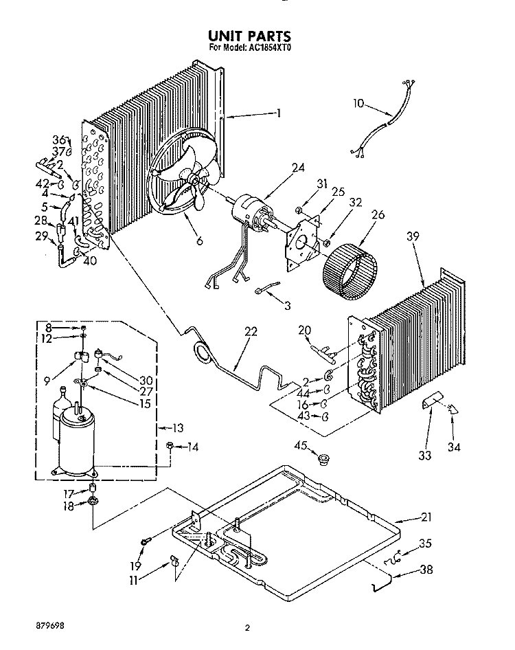 UNIT, LIT/OPTIONAL Diagram and Parts List for AC1854XT0  Whirlpool Air Conditioner