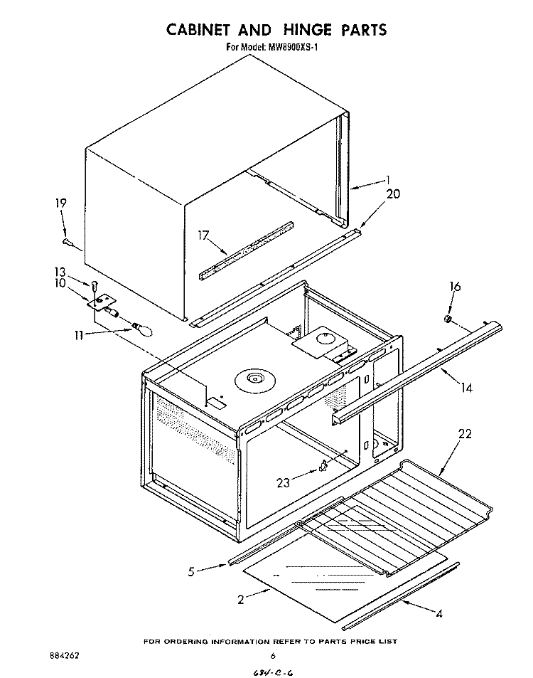 CABINET AND HINGE Diagram and Parts List for MW8900XS1  Whirlpool Microwave