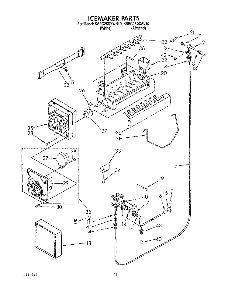 ICEMAKER, LIT\OPTIONAL Diagram and Parts List for KSRC25DXAL10  KitchenAid Refrigerator