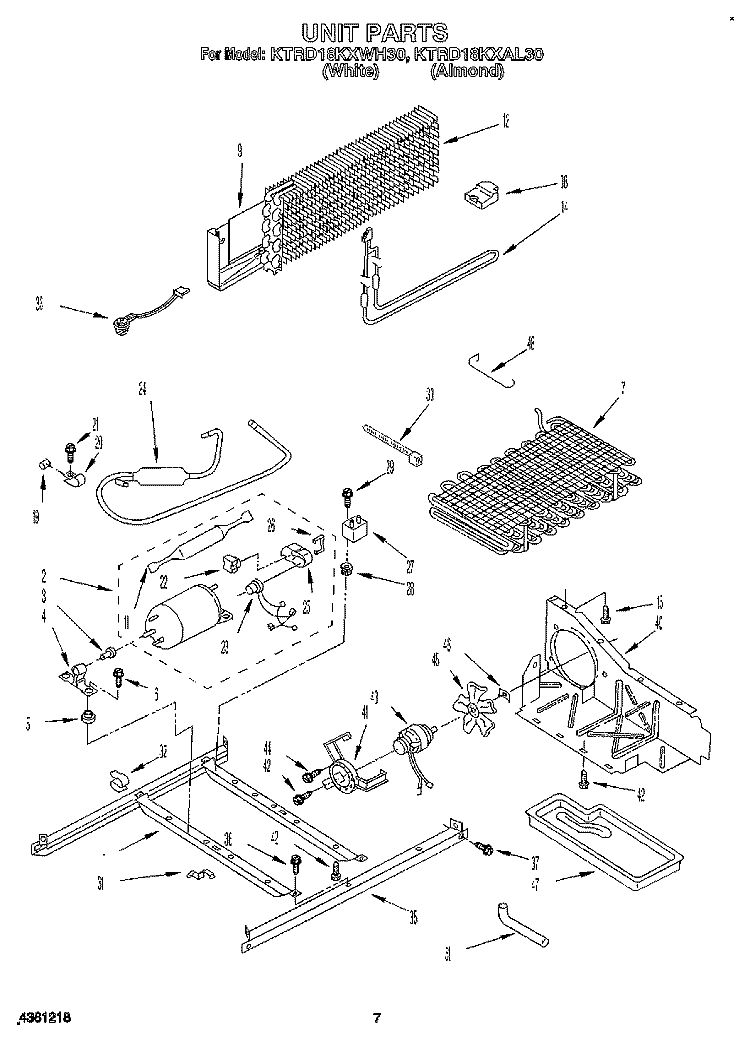 UNIT Diagram and Parts List for KTRD18KXAL30  Whirlpool Refrigerator