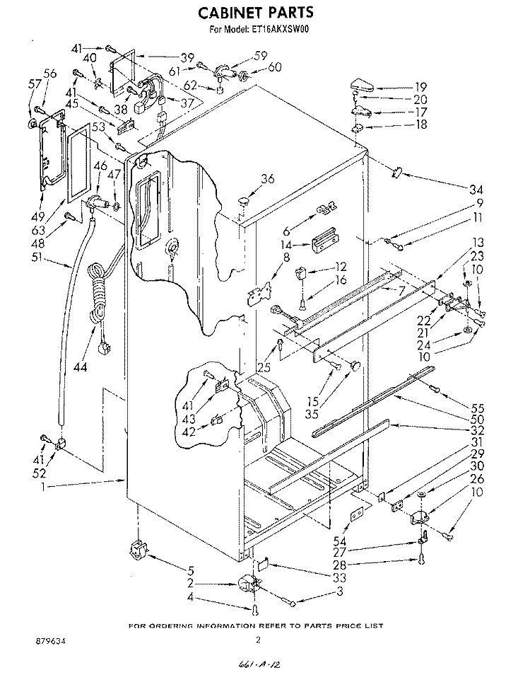 CABINET Diagram and Parts List for ET16AKXSW00  Whirlpool Refrigerator