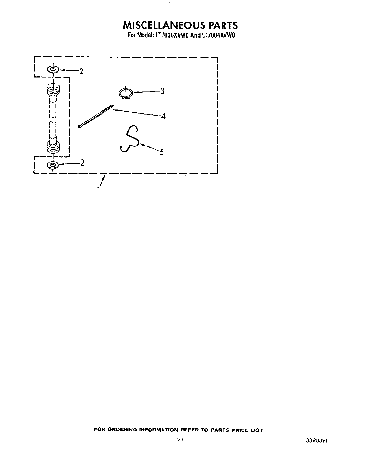 MISCELLANEOUS, LIT/OPTIONAL Diagram and Parts List for LT7000XVW0  Whirlpool Washer Dryer Combo