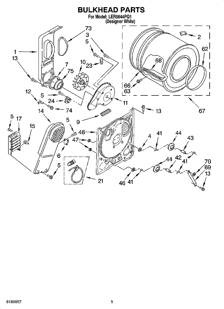 BULKHEAD PARTS, OPTIONAL PARTS (NOT INCLUDED) Diagram and Parts List for LER5644PQ1  Whirlpool Dryer