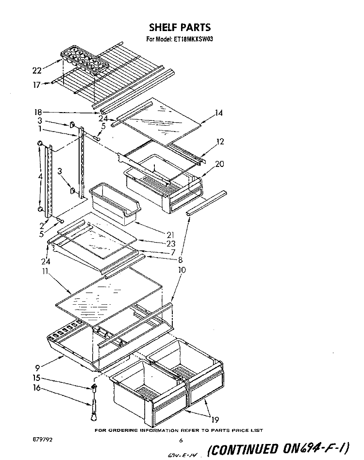 SHELF Diagram and Parts List for ET18MKXSW03  Whirlpool Refrigerator