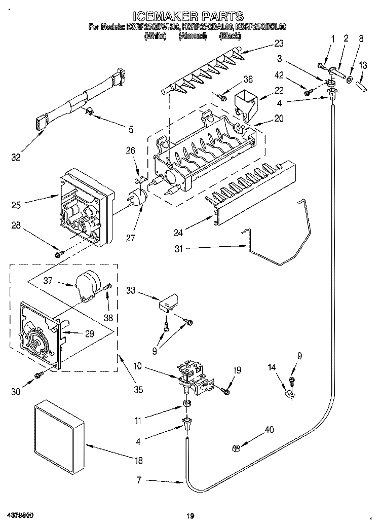 ICEMAKER, LIT/OPTIONAL Diagram and Parts List for KSRP25QDBL00  KitchenAid Refrigerator