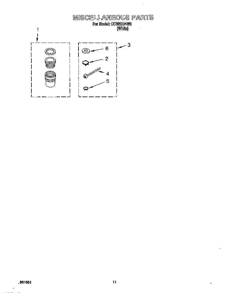 MISCELLANEOUS, LIT/OPTIONAL Diagram and Parts List for CCW5294W0  Whirlpool Washer