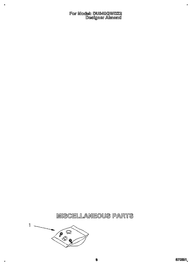 MISCELLANEOUS Diagram and Parts List for DU940QWDZ2  Whirlpool Dishwasher
