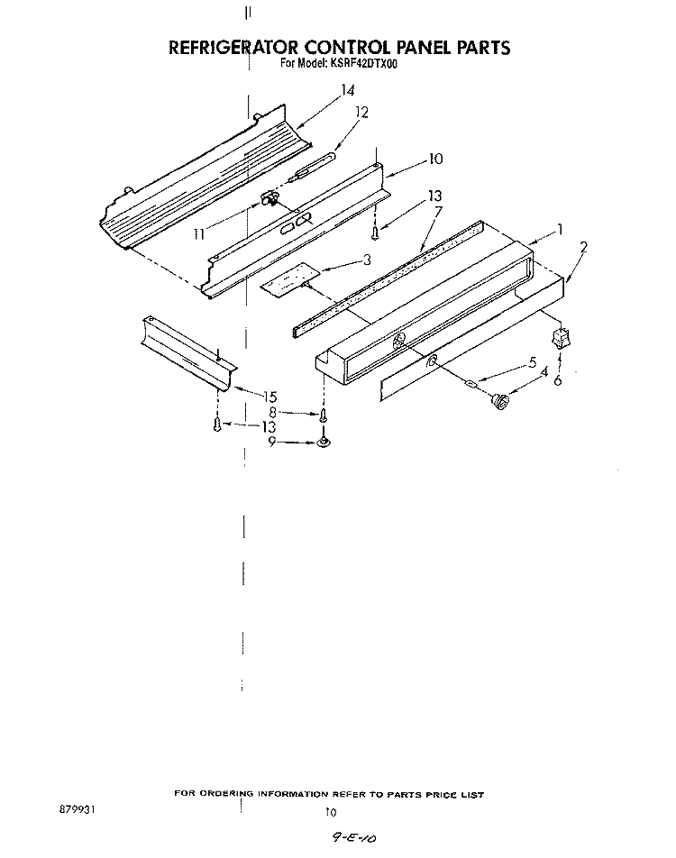 REFRIGERATOR CONTROL PANEL Diagram and Parts List for KSRF42DTX00  KitchenAid Refrigerator