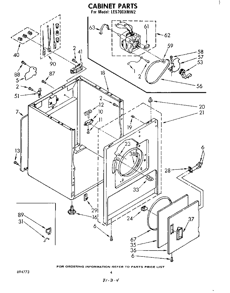 SECTION Diagram and Parts List for LE5700XMW2  Whirlpool Dryer