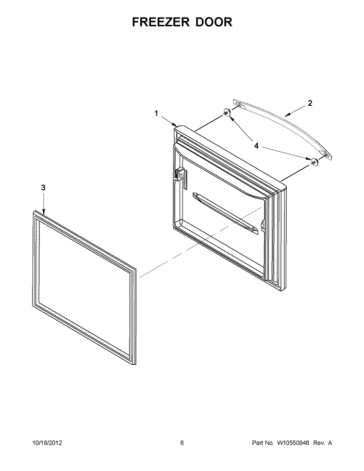FREEZER DOOR Diagram and Parts List for GB2FHDXWS08  Whirlpool Refrigerator