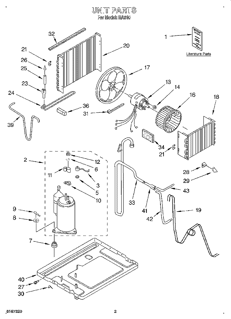 UNIT, LITERATURE Diagram and Parts List for RA810  Whirlpool Air Conditioner