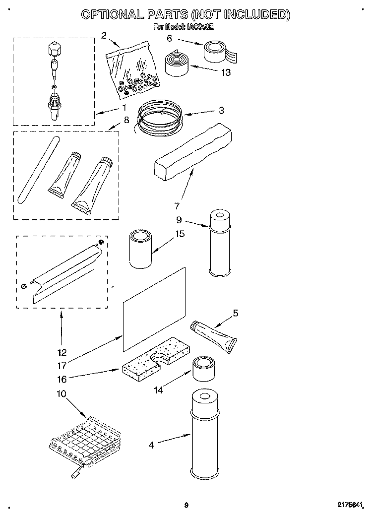 OPTIONAL Diagram and Parts List for IACS50E  Whirlpool Ice Maker