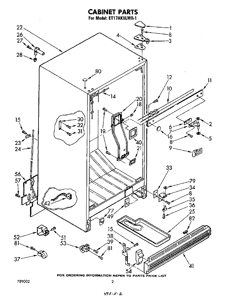 CABINET Diagram and Parts List for ET17AKXLWR1  Whirlpool Refrigerator