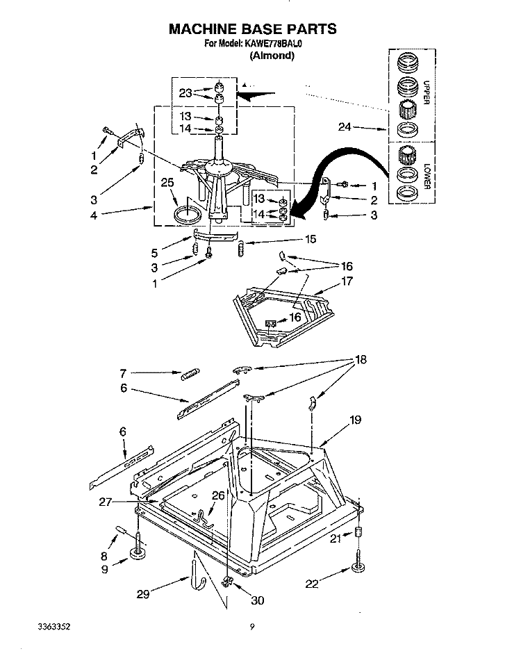 MACHINE BASE Diagram and Parts List for KAWE778BAL0  KitchenAid Washer