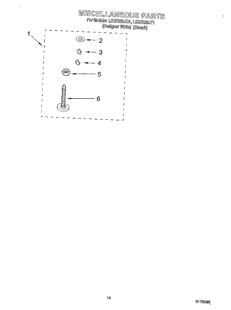MISCELLANEOUS, OPTIONAL Diagram and Parts List for LSQ7533JQ1  Whirlpool Washer