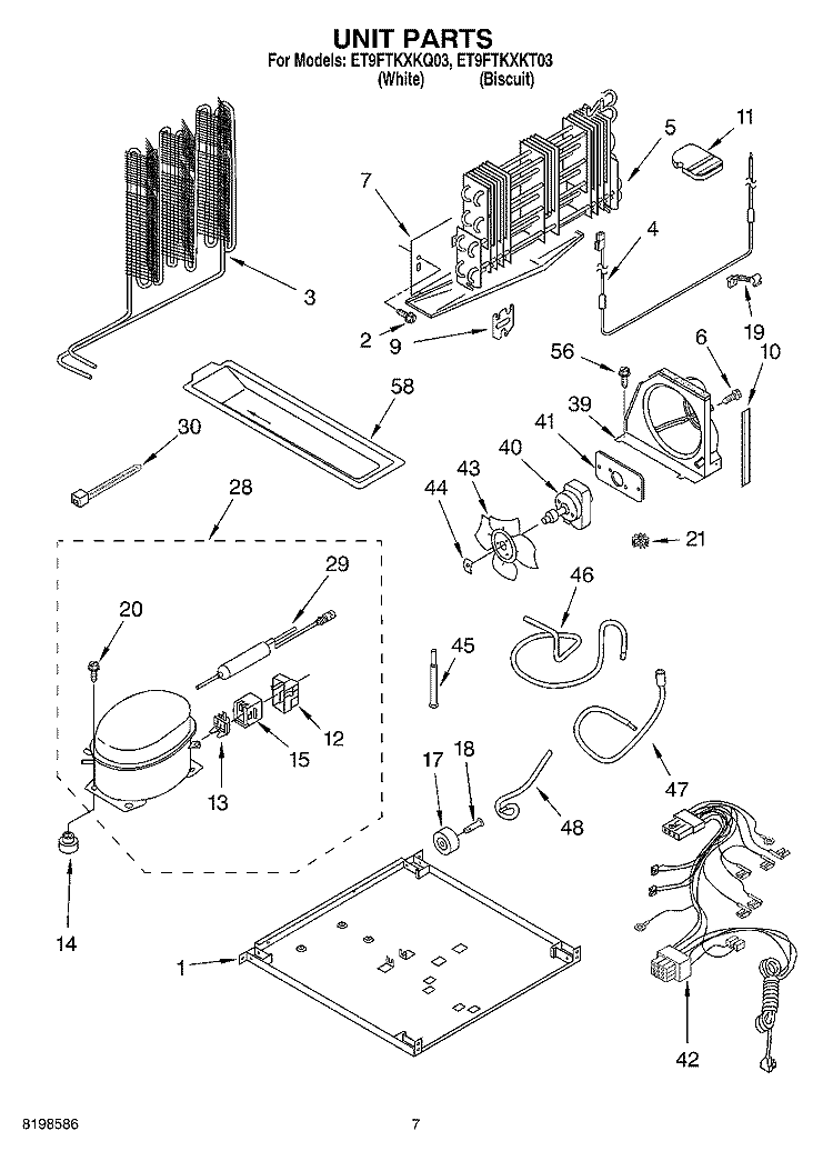 UNIT PARTS Diagram and Parts List for ET9FTKXKT03  Whirlpool Refrigerator