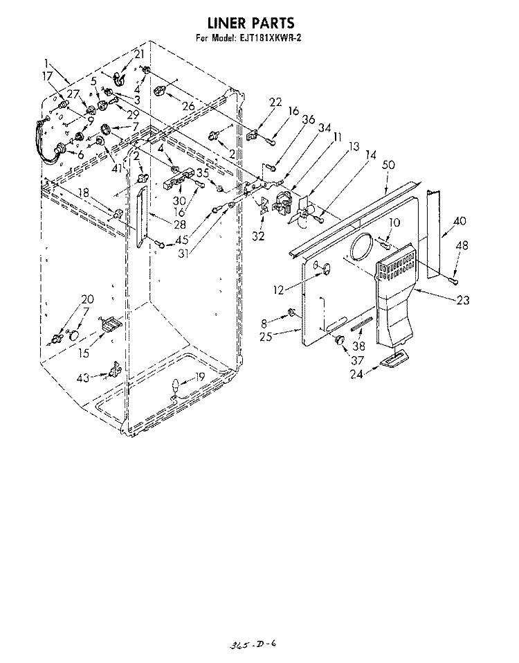 LINER Diagram and Parts List for EJT181XKWR2  Whirlpool Refrigerator