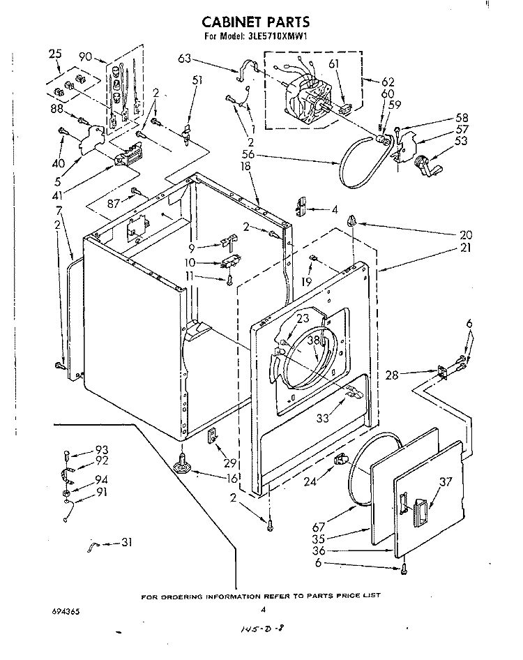 SECTION Diagram and Parts List for 3LE5710XMW1  Whirlpool Dryer