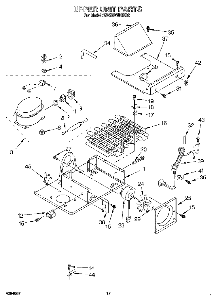 UPPER UNIT Diagram and Parts List for KSSS36MDX02  KitchenAid Refrigerator