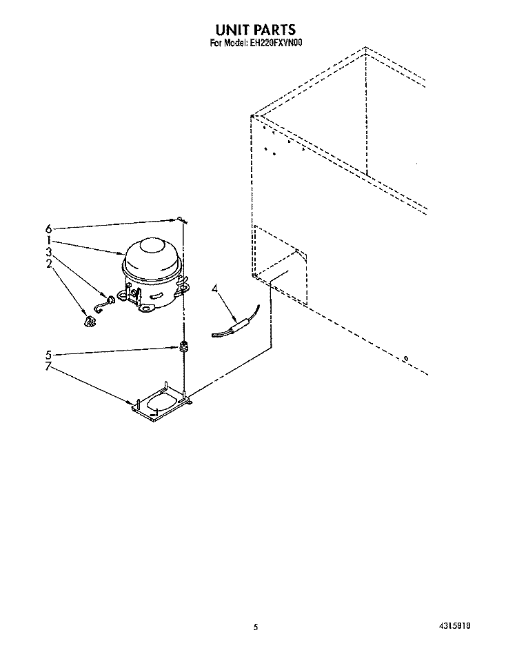 SECTION Diagram and Parts List for EH220FXVN00  Whirlpool Freezer