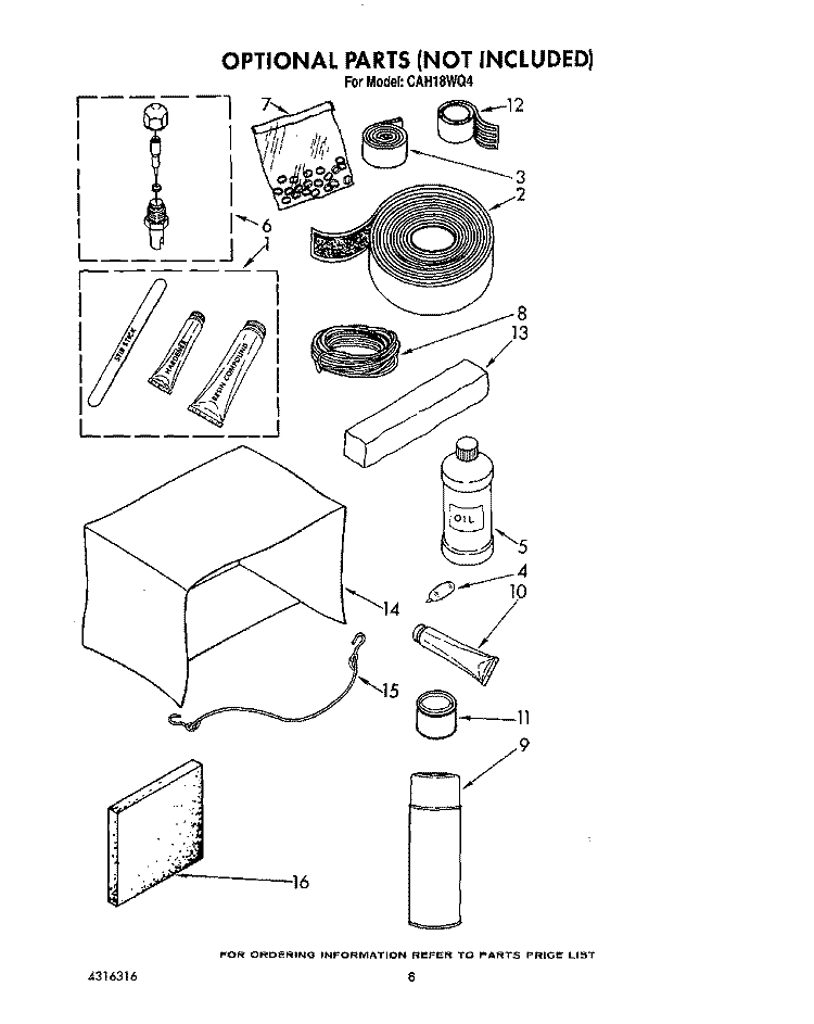 OPTIONAL Diagram and Parts List for CAH18WQ4  Crosley Air Conditioner