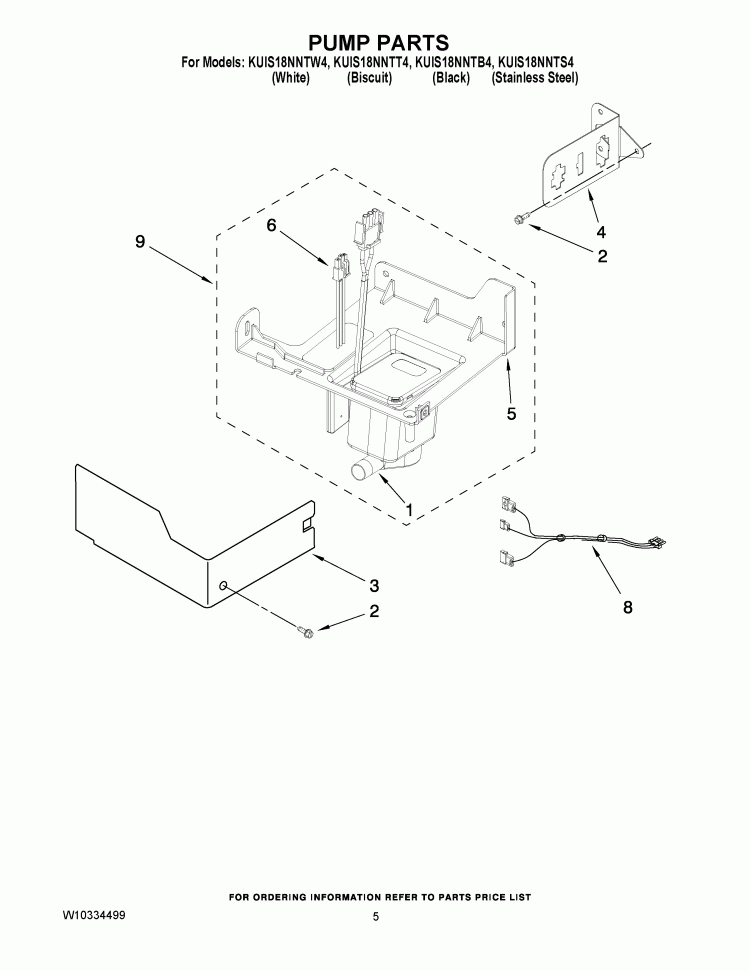 PUMP PARTS Diagram and Parts List for KUIS18NNTT4  KitchenAid Ice Maker