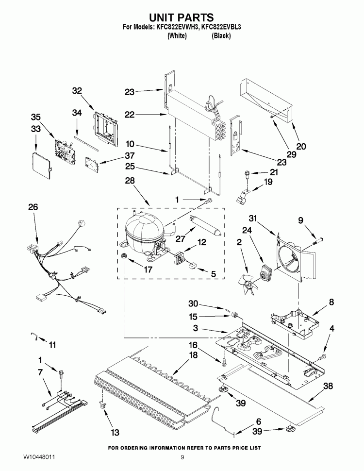 UNIT PARTS Diagram and Parts List for KFCS22EVBL3  KitchenAid Refrigerator