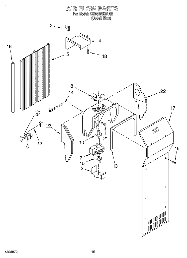 AIR FLOW Diagram and Parts List for KSRS25IHBU02  KitchenAid Refrigerator