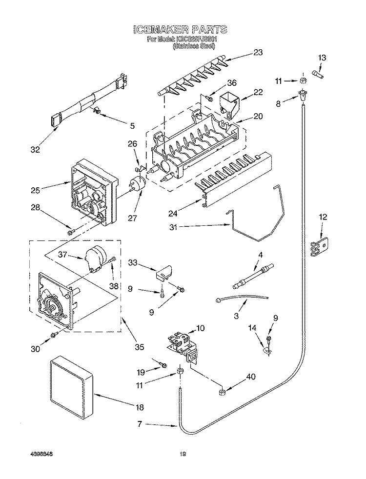 ICE MAKER, OPTIONAL Diagram and Parts List for KSCS25FJSS01  KitchenAid Refrigerator