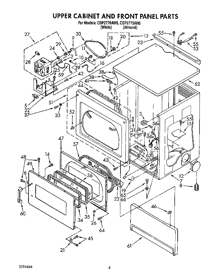 SECTION Diagram and Parts List for CSP2770AN0  Whirlpool Dryer